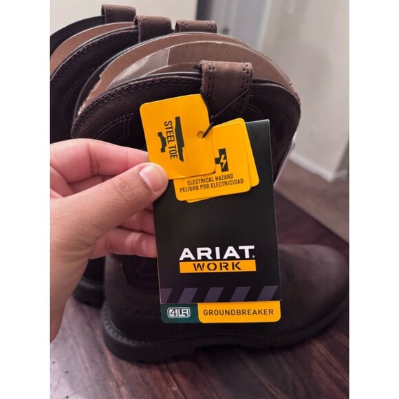 Ariat Groundbreaker Steel Toe Work Boots Mens 12 Brown EH SR Western